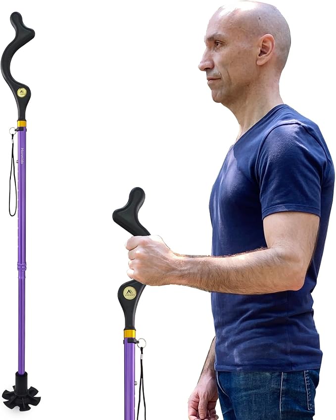Walking Cane Foldable for Men & Women Seniors for Balance,Self Standing Folding,Height Adjustable Anti-Slip Lightweight Alloy Walking Stick for Travel Mobility Aid