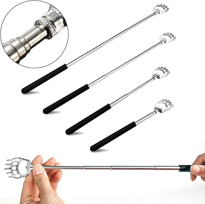 6Pack Telescopic Back Scratcher Set, Manual Extendable Black Bear Claw Scratcher for Any Age