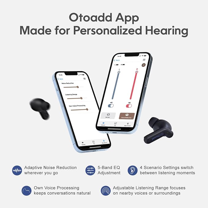 F1-P Bluetooth OTC Hearing Aids for Seniors & Adults with Hearing Loss, Smart App for Personalized Sound, AI Voice Enhancement & Noise Cancelling, Invisible Rechargeable Design, 30H Battery
