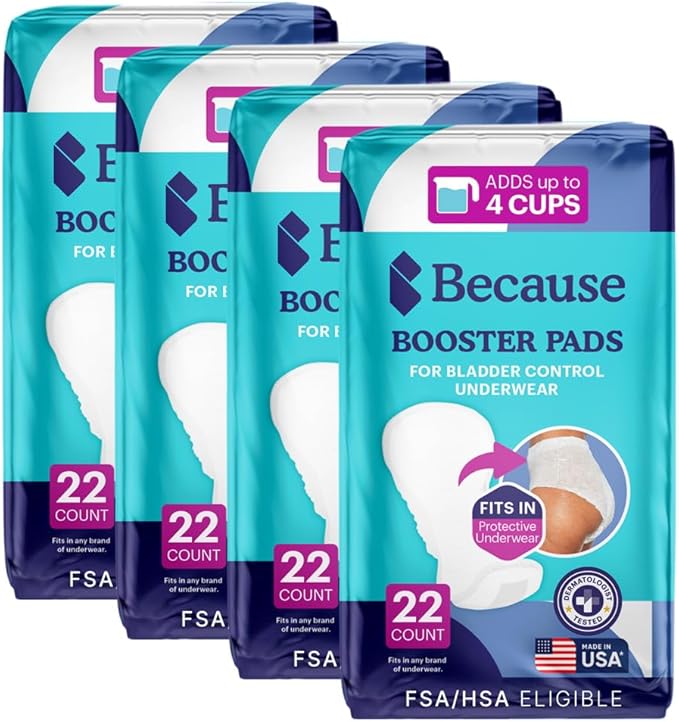 Because Overnight Booster Pads Fit All Adult Diapers, Helps Keep Your Adult Diaper Active All Night, Adds 4 Cups to Incontinence Underwear, Extra Absorbency, 88 Count