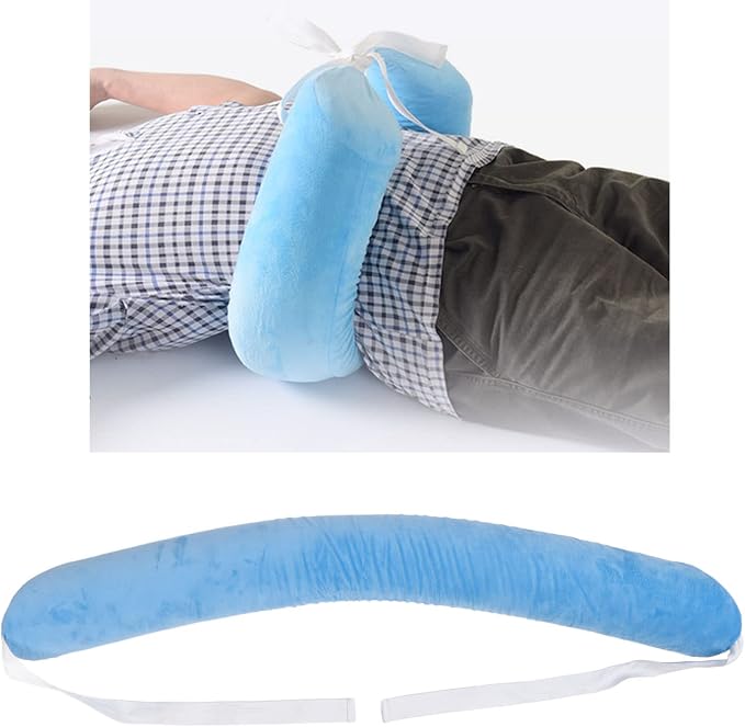 Lumbar Support Pillow for Elderly, Adjustable Waist Back Support Pillow with Straps, Ergonomic Sponge Roll for Lumbar Pain Relief, Detachable Washable Flannel Cover