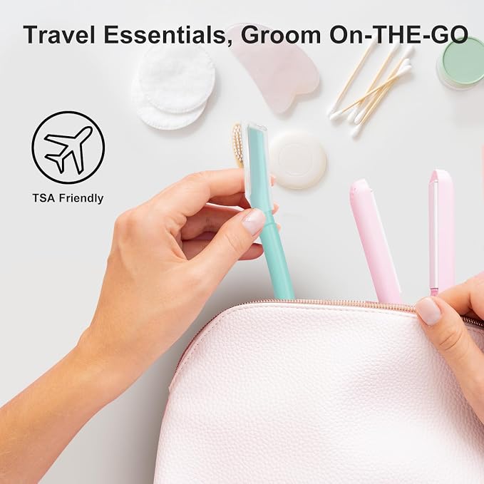 Dermaplane Razor for Women, Facial Razor, Peach Fuzz Remover, 10ct Teal | Disposable Dermaplaning Tool for Facial Hair Removal & Exfoliation, Microblade Design, Easy Replacement for Home & Travel