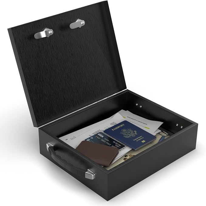 Fire Retardant Strong Box, Dual Combination and Key Lock Security Chest