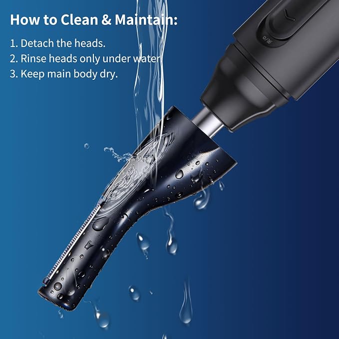GERY Nose Hair Trimmer for Men & Women, 2 in 1 Eyebrow Trimmer with Dual Replaceable Heads, Nasal Hair Cutter, Painless Multifunctional Clipper, Facial Cleansing & Skin Care Kit, USB Rechargeable