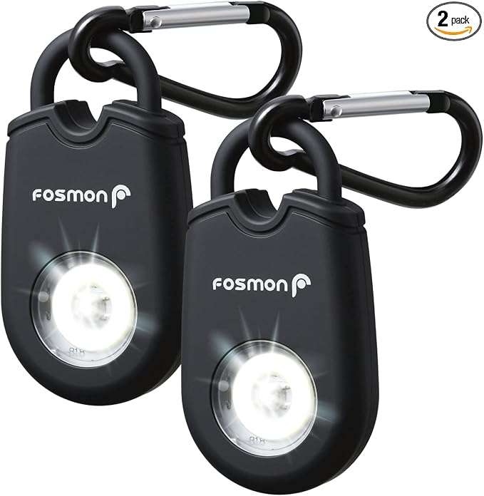 Fosmon Personal Alarm, Self Defense Keychain Security Siren, 2 Pack | 125dB Safety Siren, Strobe Light LED Flashlight, Carabiner Clip, SOS Emergency Alert for Women Kids Elderly