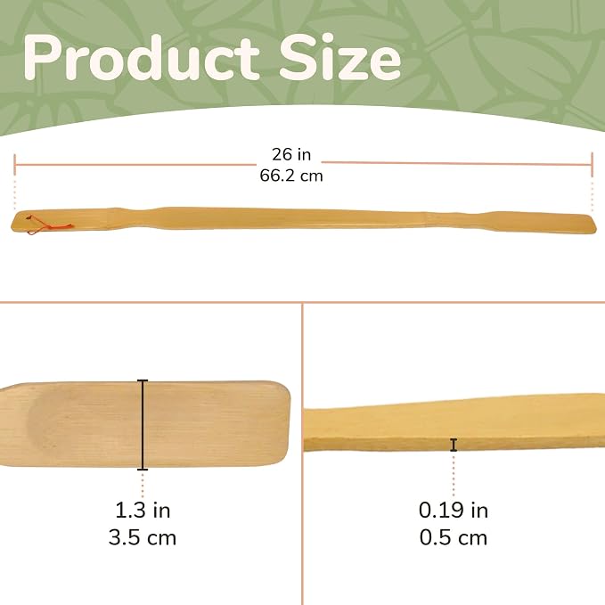 BambooMN 25 Inch Bamboo Wooden Shoe Horn Long Handle for Seniors, Men, Women, 20 Units