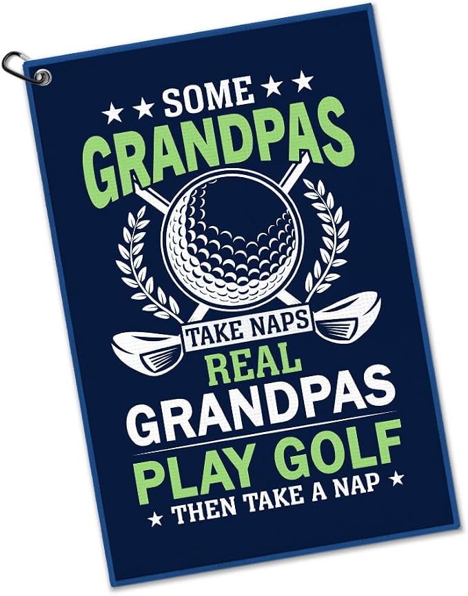 Some Grandpas Take Naps Golf Towel with Clip, Funny Golf Bag Accessories for Men, Golfing Accessories for Grandpa, Golfing Gifts for Grandfather, Father Day Birthday Retirement Gifts for Grandad