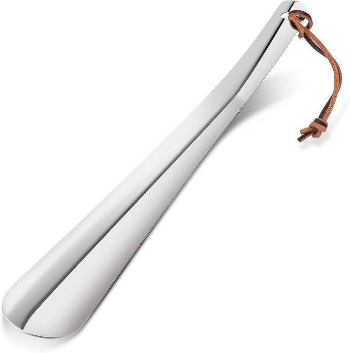 Shoe Horn Long 12 Inch, Premium Stainless Steel Shoehorn, Shoe Helper for Seniors, Shoe Horns for Pregnant Woman, Long Handle Shoe Horns for Men, Metal Shoe Horn for Kids or Adults