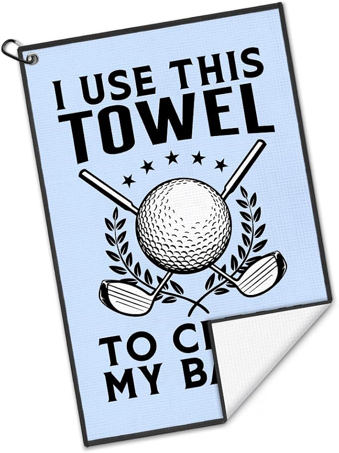 I Use This Towel to Clean Golf Towel with Clip, Funny Golf Bag Accessories for Men, Golfing Accessories for Men, Golfing Gear for Family Friend, Birthday Retirement Gifts for Golfer