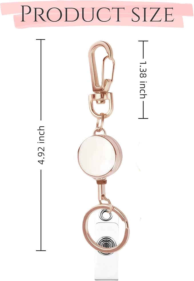 4 PCS Retractable Keychain,Key Chain Ring Badge Holder, Stretchable Hanging Lanyard with Carabiner Hook