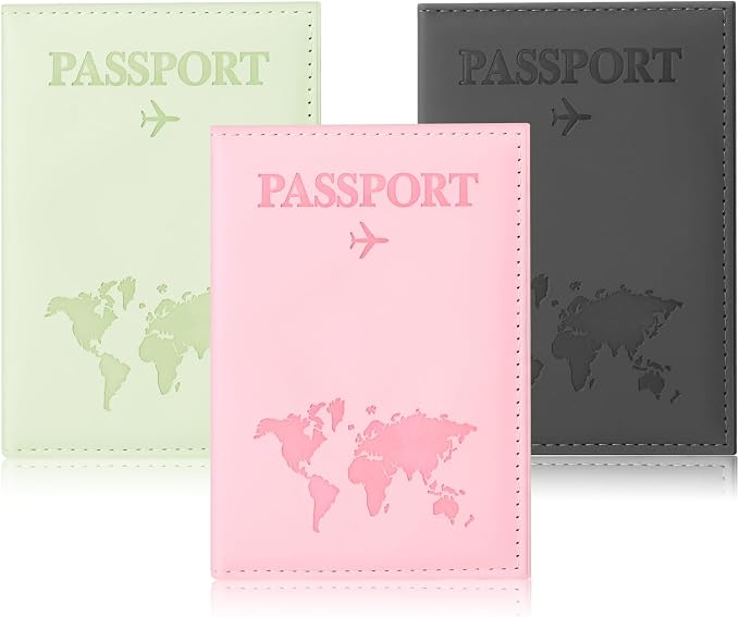 3Pcs Passport Holder for Travel, Family Passport Cover | Pink, Black, and Green, Passport Book Holder for Credit Card, Cash, Air Ticket