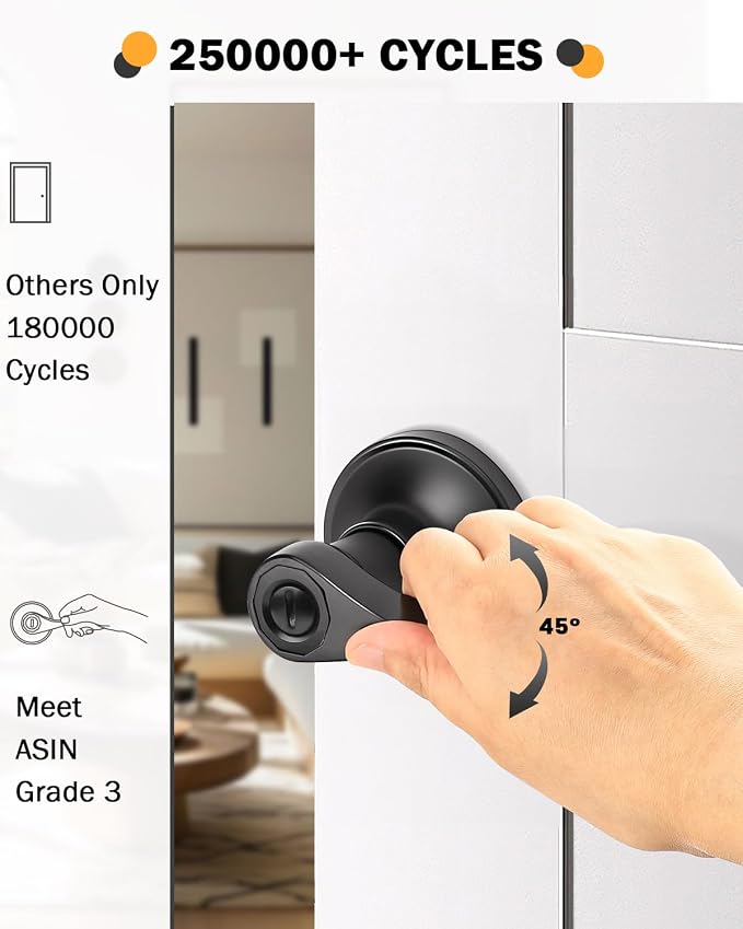 Gobrico 6 Pack Privacy Matte Black Door Levers, Interior Keyless Handles for Bedroom Bathroom, Reversible Wave/Drop Style Door Knobs