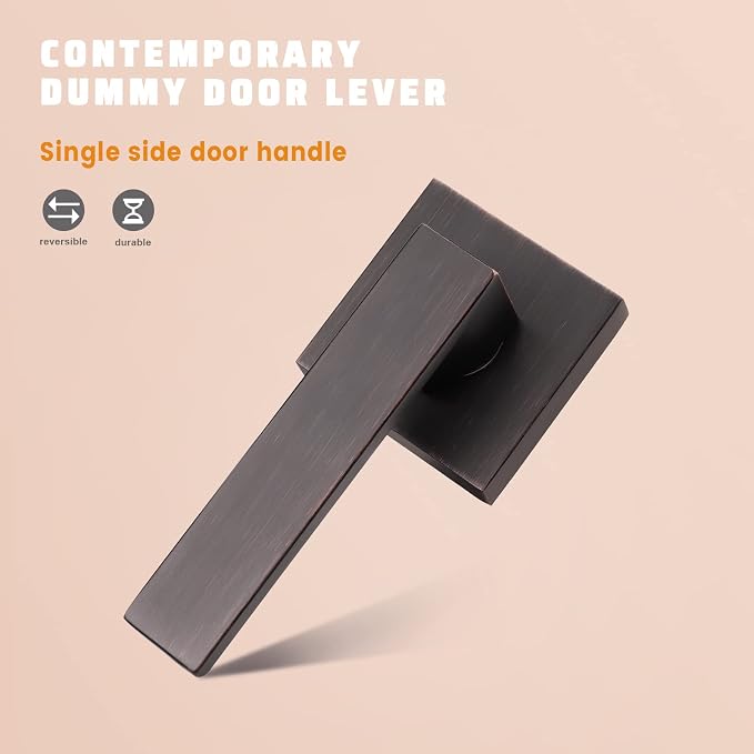 KNOBWELL 6 Pack Heavy Duty Dummy Door Handle Door Leversets, Single Sided Dummy Lever for Both Right/Left Handed Doors, Oil Rubbed Bronze Finish 0.93 lb One Lever(Only One Side Use)