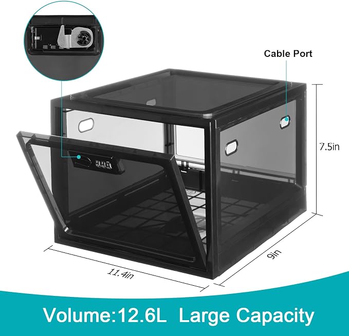 Lalifebuss Combination Lock Boxes for Personal Items, Lockable Storage Box for Office Locker/School/Medicine/Snacks/Phone Jail/Electronic/Home (2 Pack/Black)