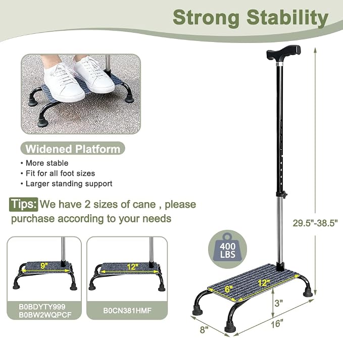 Stair Climbing Cane Lifts for Seniors Half Step Climbing Aid Walker Elevator Stairs Assist Elderly Standing Helper 4 Prong Large Base Quad Walking Sticks Adjustable Stability Balance Devices