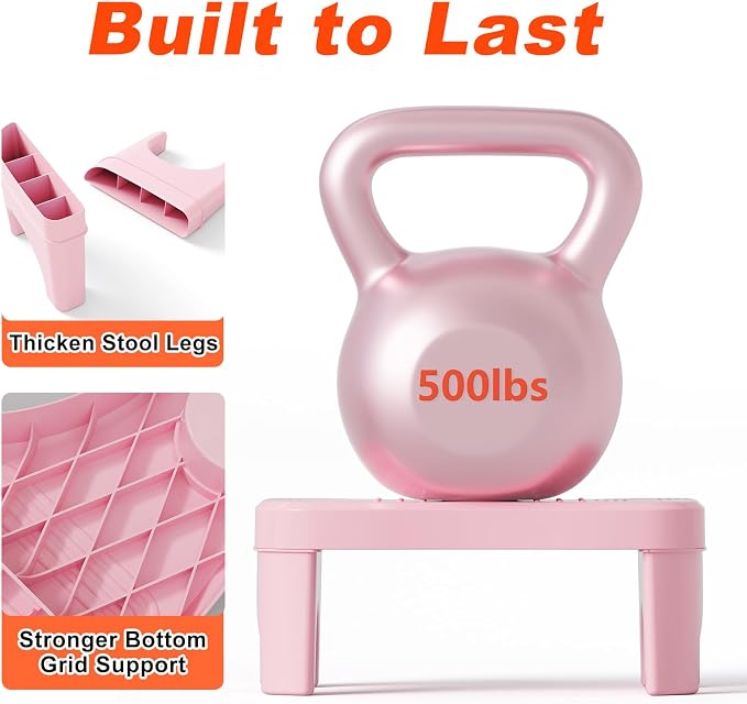 Recximi Pink Toilet Poop Stool Squat Adult, 6.7 Inch Squatting Potty for Adults & Kids, Plastic Bathroom Stool for Pooping, Non-Slip Toilet Foot Step, Easy to Wash, 1 Pack