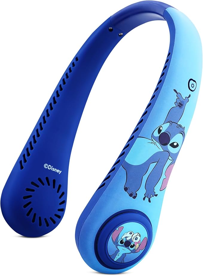Disney Lilo and Stitch Portable Neck Fan| Bladeless Hands-Free Fan with 5 Speeds, Rechargeable Wearable Cooling Fan for Travel & Summer| Lightweight Personal Fan, Stitch Gifts for Women, all Fans