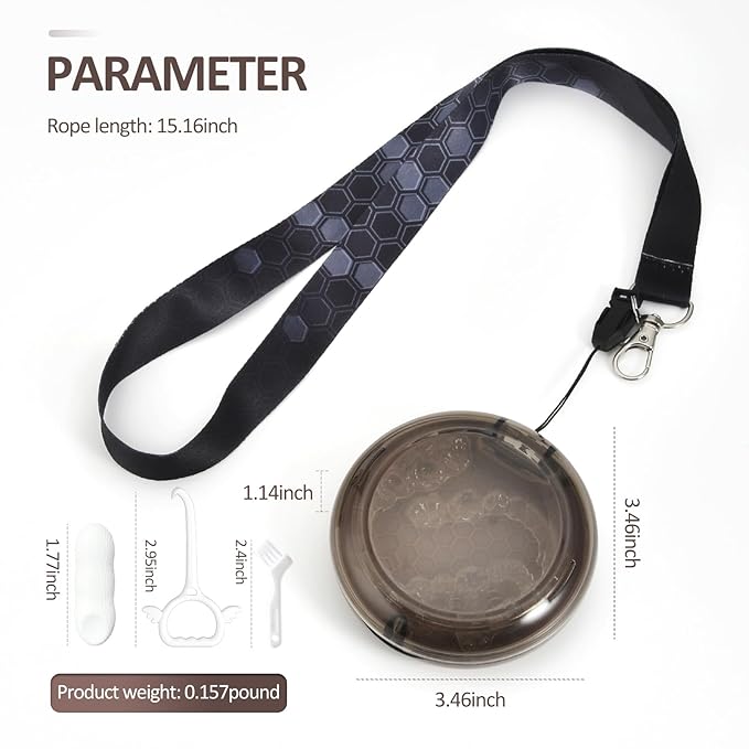 Retainer Case with Lanyard Slim Aligner Case with Vent Holes Retainer Removal Tool and Brush Compatible with Night Guard(Clear Brown with Lanyard)