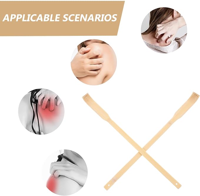 Didiseaon 2pcs Bamboo Back Scratcher, Long Handle Wood Back Scratcher Massagers Stick, Portable Claw for Men Women Adults Home Use