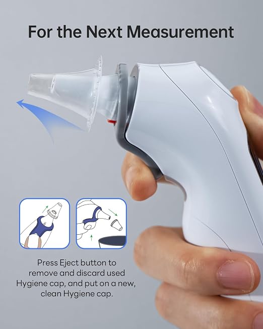 femometer Infrared Ear Thermometer for Adults & Kids, with Storage Case | Highly Accurate, 1s Fast Reading, 30 Memory Recall, 3-Color Fever Alarm, with 21 Disposable Probe Covers & Storage Case