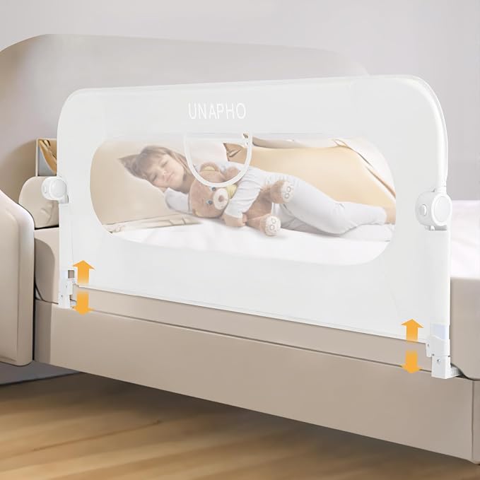 59 Inch Bed Rail for Toddlers,Swing Down Kids Bed Rails Guard for Twin,Full,Queen,Bunk Size Bed,Extra Tall Child Bed Rail Guard with Reinforced Anchor Safety System,59" L x 29.5" H,White
