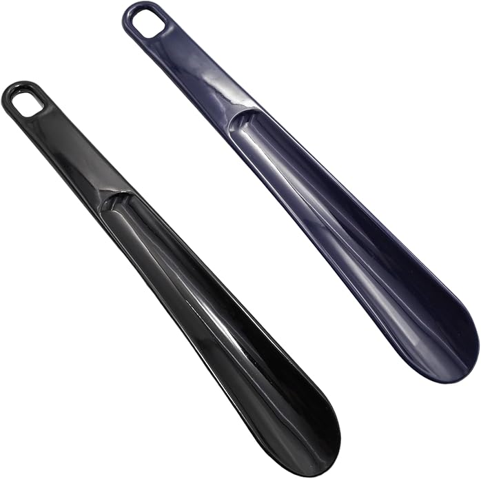2 Pcs Plastic Shoe Horns 9.8 Inch Portable Long Handle Shoe Spoons