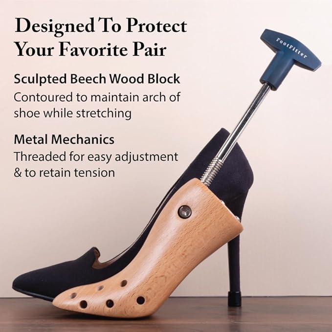 FootFitter Premium Women’s High Heel Stretcher for 3” to 6” Pumps, Stretches & Widens Tight Shoes, Pumps & Stilettos One-Way Expander - Medium (US 6.5-8)