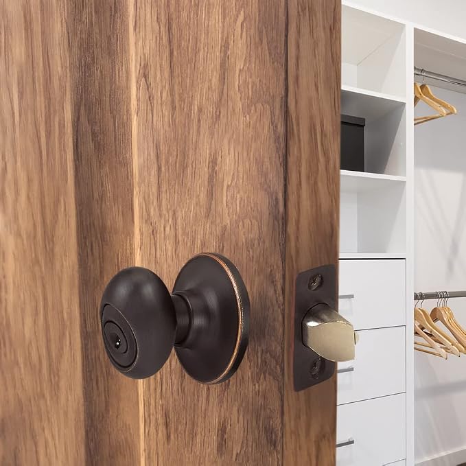 Design House 750596 Egg Keyed Entry Door Knob Oil Rubbed Bronze | Surface, Traditional, Brass, Hardware, 750596