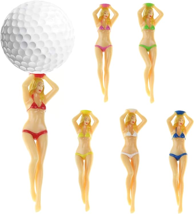 KOFULL Colored Golf Tees, 3 inch Golf Practice Novelty Tees, White Elephant Stocking Stuffer Gifts for Golfer Fun Gift, 6 Pcs