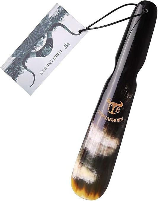 Shoe Horn, Hand Crafted Natural Tibetan Yak Horn Shoe Horns for Boots and All Shoes, Travel Size with Gift Box