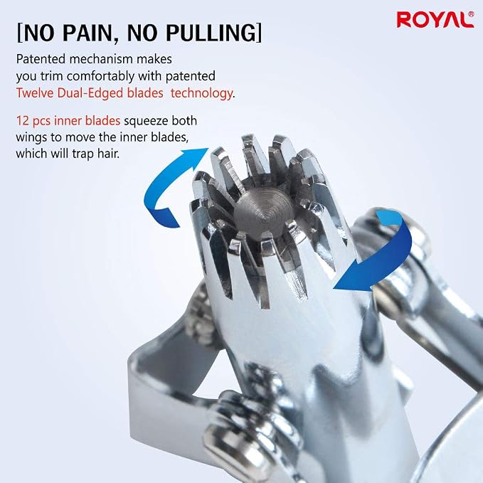 ROYAL [Made in Korea] Nose Hair Trimmer for Men Birdie, Manual, Battery-Free, Waterproof, Painless with Twelve Dual-Edged Blades, Present, Gift, Patented Mechanism ET-4