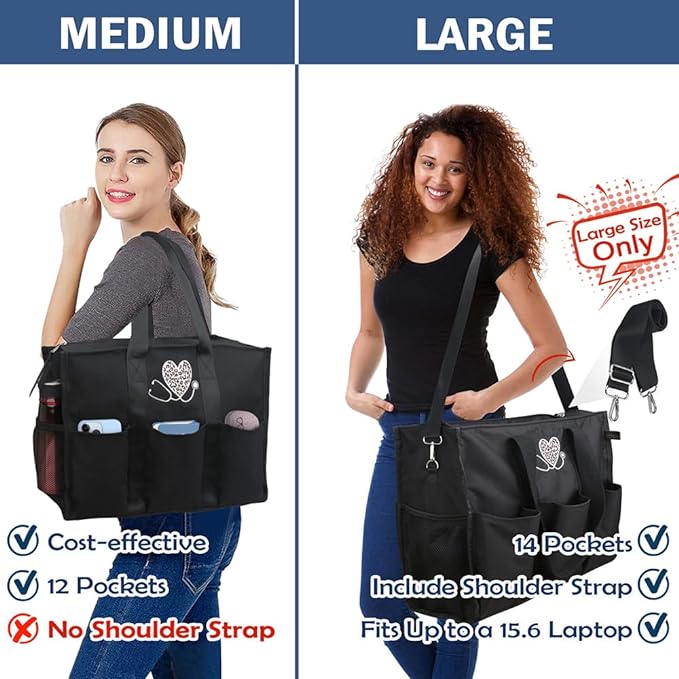 ABAMERICA Nurse Bags for Work Nursing Bag Multiple Pockets Waterproof Organizing Zip Top Clinical Bag for Nursing Students