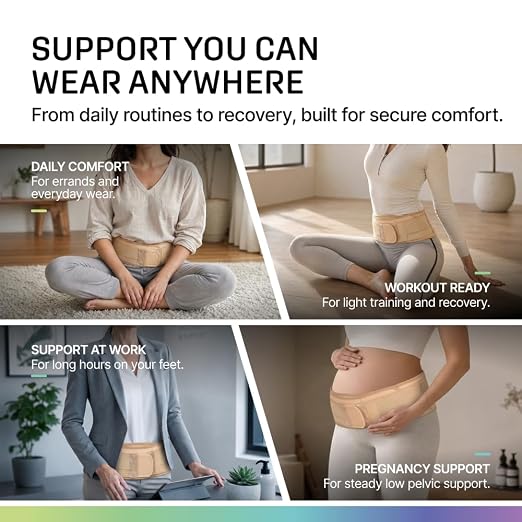 Modvel Pelvic Support Belt, Posture Corrector for Women & Men, Back Brace for Lower Back Pain, Hip & Waist Trainer for Women, Sciatica Pain Relief Support, Waist Cincher, Comfortable Daily Wear