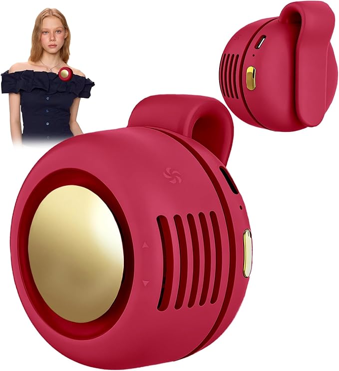 Portable Clip-On Fan, Mini USB Rechargeable 360° Rotatable Fan, Personal Fan 3-Speed Silent Mini Bladeless Fans (1 pack（Red）)