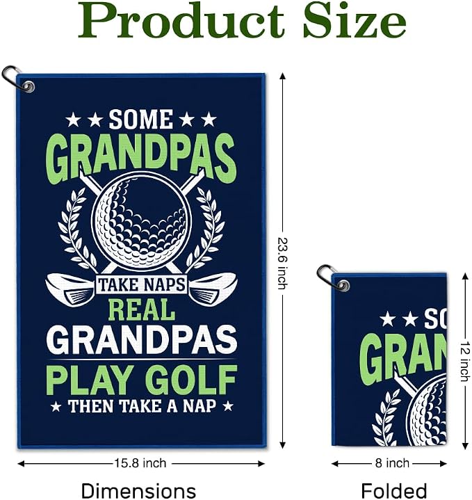 Some Grandpas Take Naps Golf Towel with Clip, Funny Golf Bag Accessories for Men, Golfing Accessories for Grandpa, Golfing Gifts for Grandfather, Father Day Birthday Retirement Gifts for Grandad