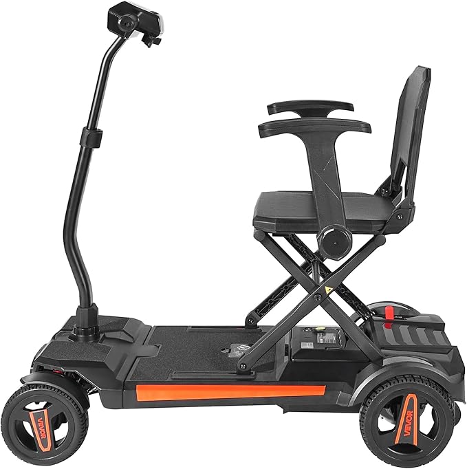 VEVOR Mobility Scooter, Auto-Folding Electric Power Scooter, Dual Front Suspension Enhance Stability & Comfort, 4-Wheel Design, Lightweight Foldable for Air Travel
