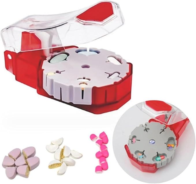 Perfect Pill Cutter - Pill Splitters for Small or Large Pills - Cuts up to 14 Different Shaped Pills or Vitamins with Self-Retracting Blade