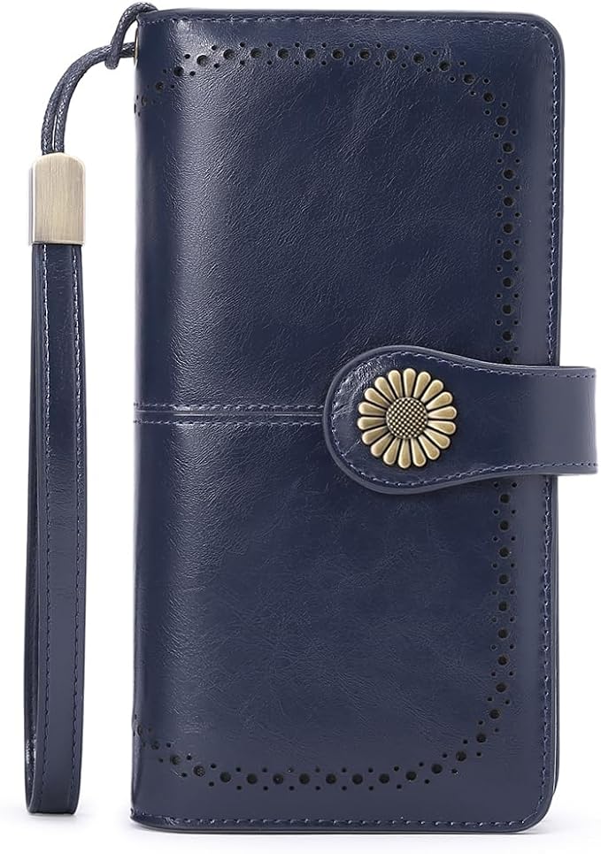 SENDEFN Wallets for Women Leather Credit Card Holder with RFID Blocking Large Capacity Wristlet | with RFID Blocking