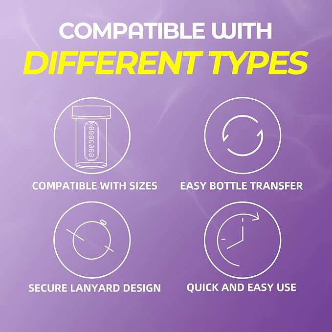 Odaro 6 Pack Pill Reminder, Lanyad or Sticker Pill Tracker, Work with Most Bottles, Reusable Medication Tracker Replacement of Vitamin Weekly (7 Day) Medicine Organizer