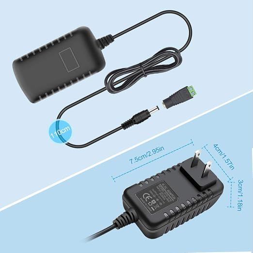 12V Power Supply, 12 Volt 1A 12W DC Power Supply, Black LED Power Adapter, AC 110V to 12V Wall Mounted Transformer Plug for LED Strip Lights with 5.5/2.1 DC Female Connector