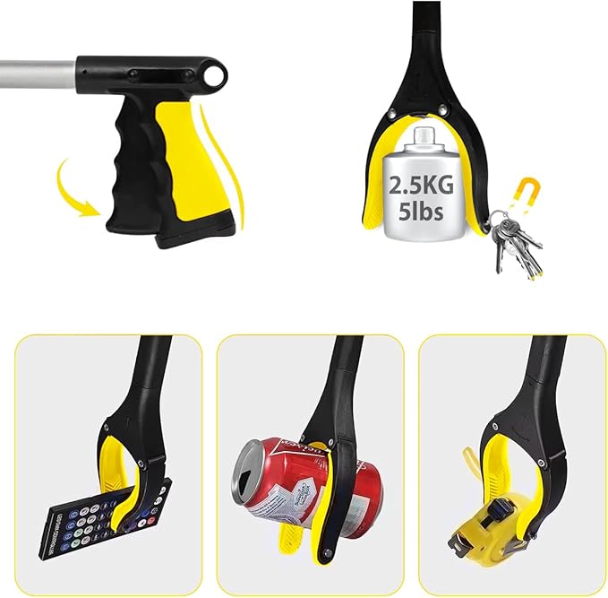 38" Extra Long Grabber Tool with 360°Rotating Anti-Slip Jaw， Lightweight Reaching Aid Reacher Tool, Arm Extension Heavy Duty Grabbers for Elderly (38 Inch - 1PCS)