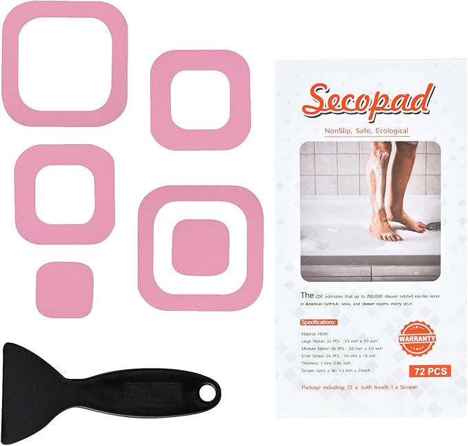 Non-Slip Bathtub Stickers, 36 PCS Safety Bathroom Tubs Showers Treads Adhesive Decals Scraper
