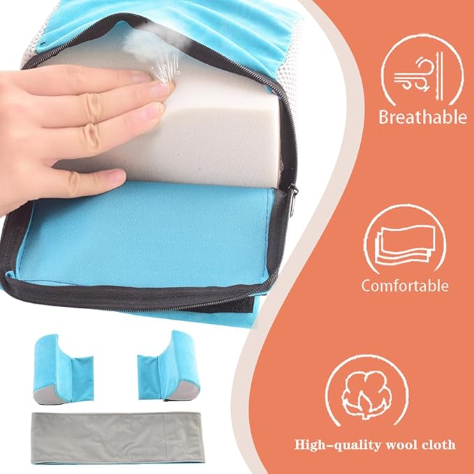 Wheelchair Lateral Support Cushion, Blue, Modern Style, Pillow Back, Flannel Material, Adjustable Size, Indoor Use