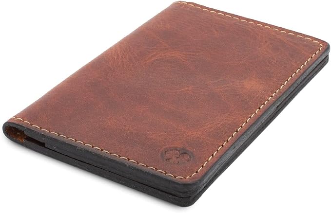 Leather Passport Holder for Men | Made in USA | 3.5" x 5.5" Field Notes Cover | Tobacco Snakebite