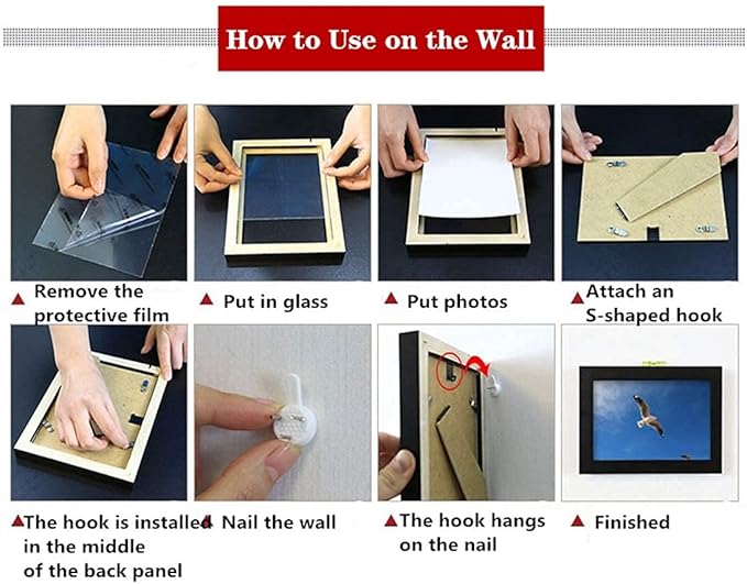 6x8 inch Picture Frame Made of 100% Solid Wood and High Definition PlexiGlass Display Pictures for Table Top Display and Wall Mounting Photo Frame Black