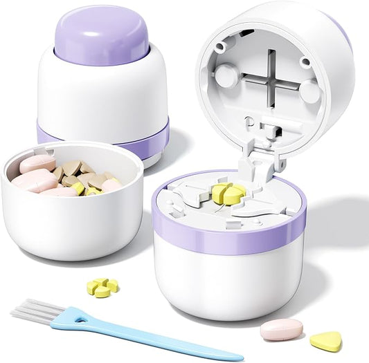 Pill Cutter 1/4 – Adjustable Cutter for Tiny to Large Tablets, Dual Blade Design for Accurate Quarter Cutting, Built-in Box, Senior-Friendly, Travel Use
