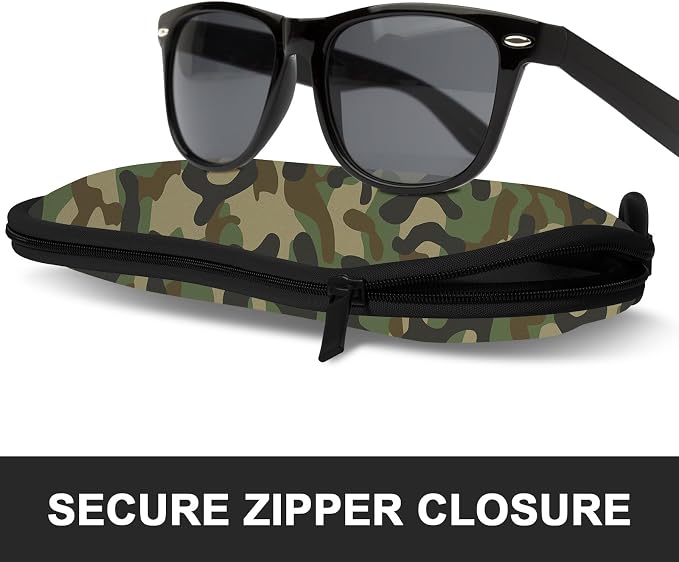 Sunglasses Soft Case, Ultra Light Portable Neoprene Zipper Glasses Case for Men Women