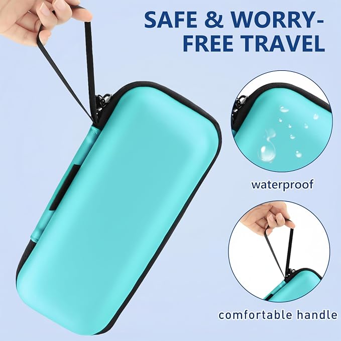Insulin Cooler Travel Case, Portable EVA Medicine Travel Cooler, Diabetes Case with 2 Reusable Ice Packs TSA Approved for Diabetic Supplies Patent Pending(Seafoam-No Temp)