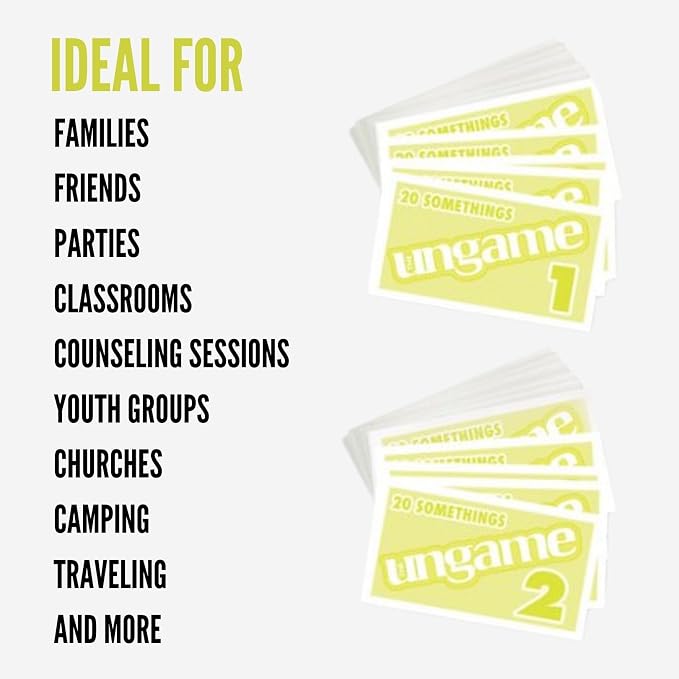 Pocket UNGAME - 20 Somethings - Non-Competitive Card Game for Young Adults Discuss, Share Values & Experiences - lighthearted and serious Decks - Age 18+