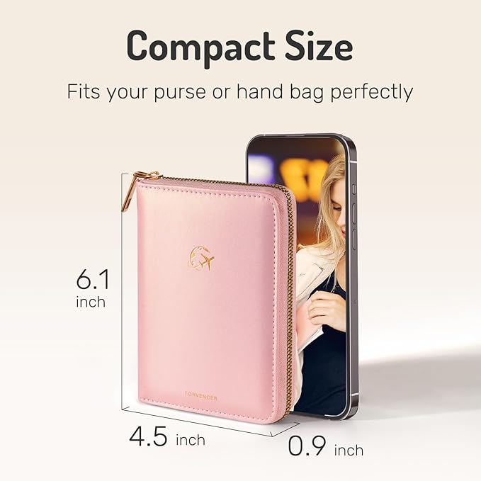 Forvencer Safe Zipper Passport Holder Cover, Passport Wallet for Travel | Cute RFID Blocking Passport Book, Waterproof Travel Accessories for Women, Lilac